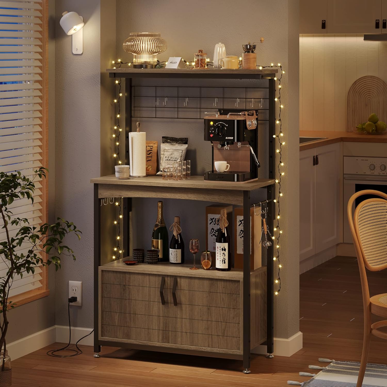 Bestier Microwave Stand with Storage Cabinet, Height-Adjustable Bakers