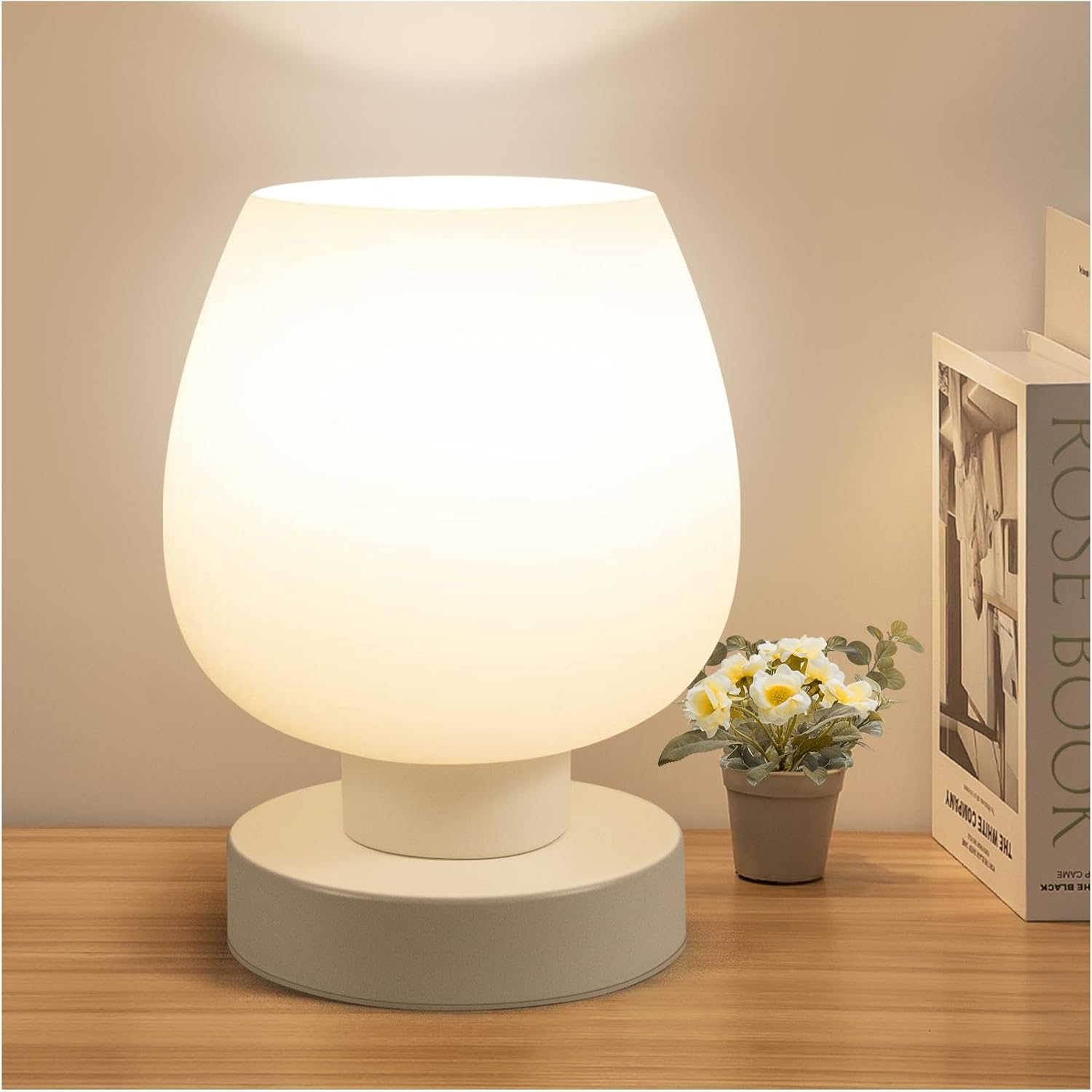 ONEWISH Small Bedside Lamp for Bedroom, 3-Way Dimmable