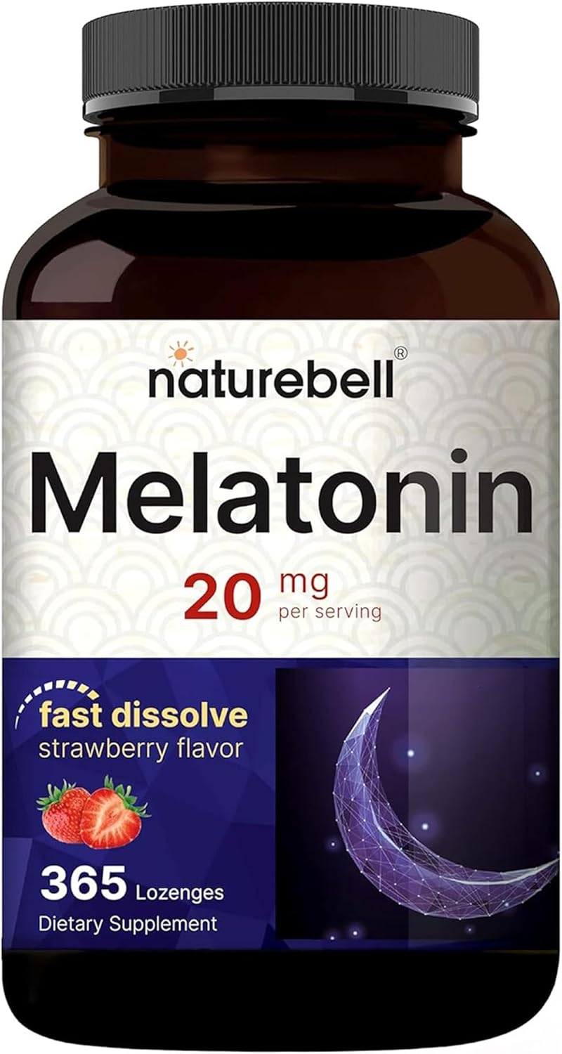 NatureBell Melatonin 20mg, 365 Lozenges, Daily Sleep Support