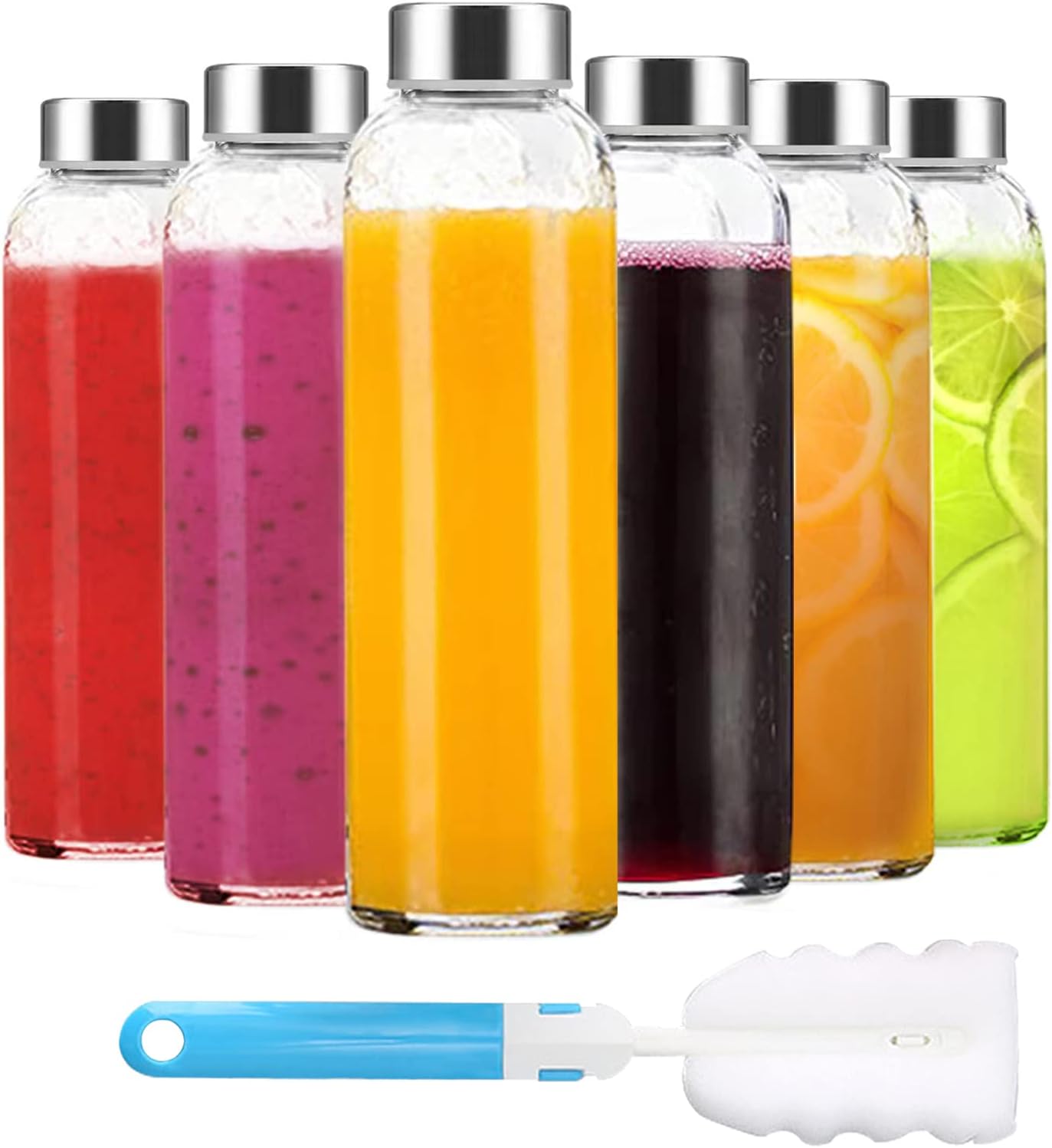 Luxfuel Clear Glass Bottles with Lids 18 oz,