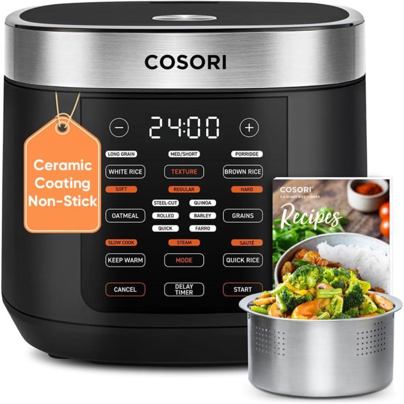 Cosori Rice Cooker 10 Cup, 24h Keep Warm,