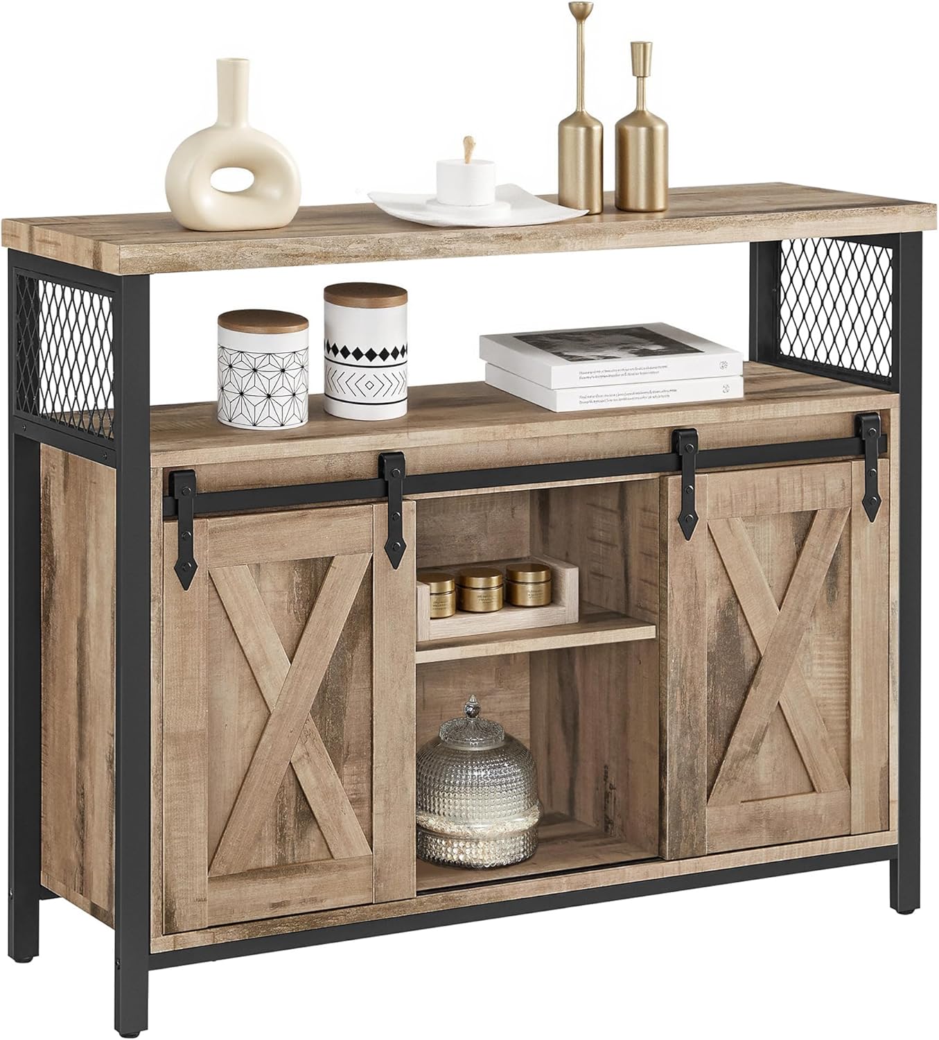 VASAGLE Buffet Cabinet, Sideboard with 2 Sliding Barn