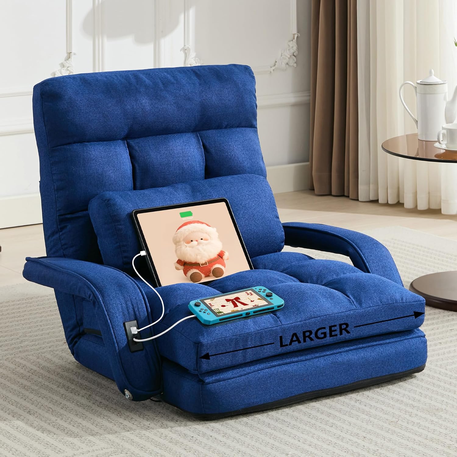 Comfy Bedroom Chair with 2 USB Charging Ports,