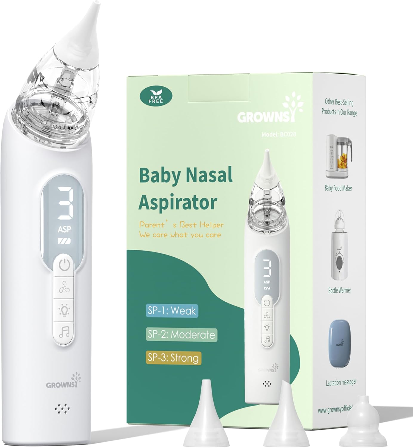GROWNSY Upgrade Nasal Aspirator for Baby, Rechargeable Baby