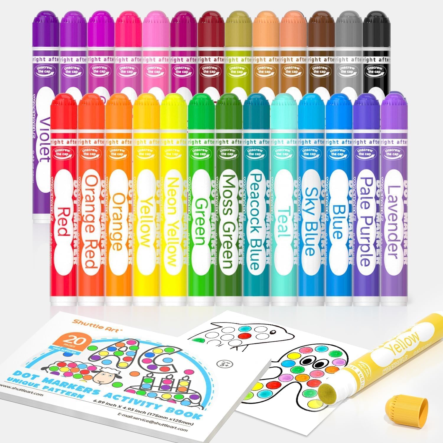Shuttle Art Washable Dot Markers 26 Colors with