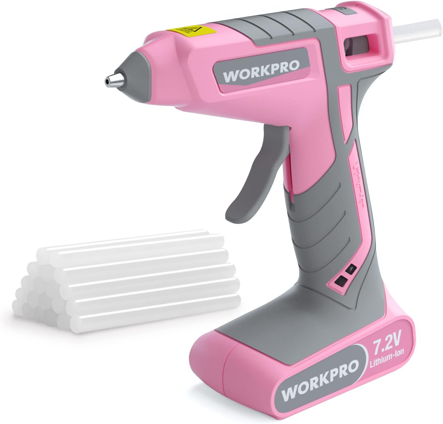 WORKPRO Cordless Hot Melt Glue Gun, 7.2V Rechargeable