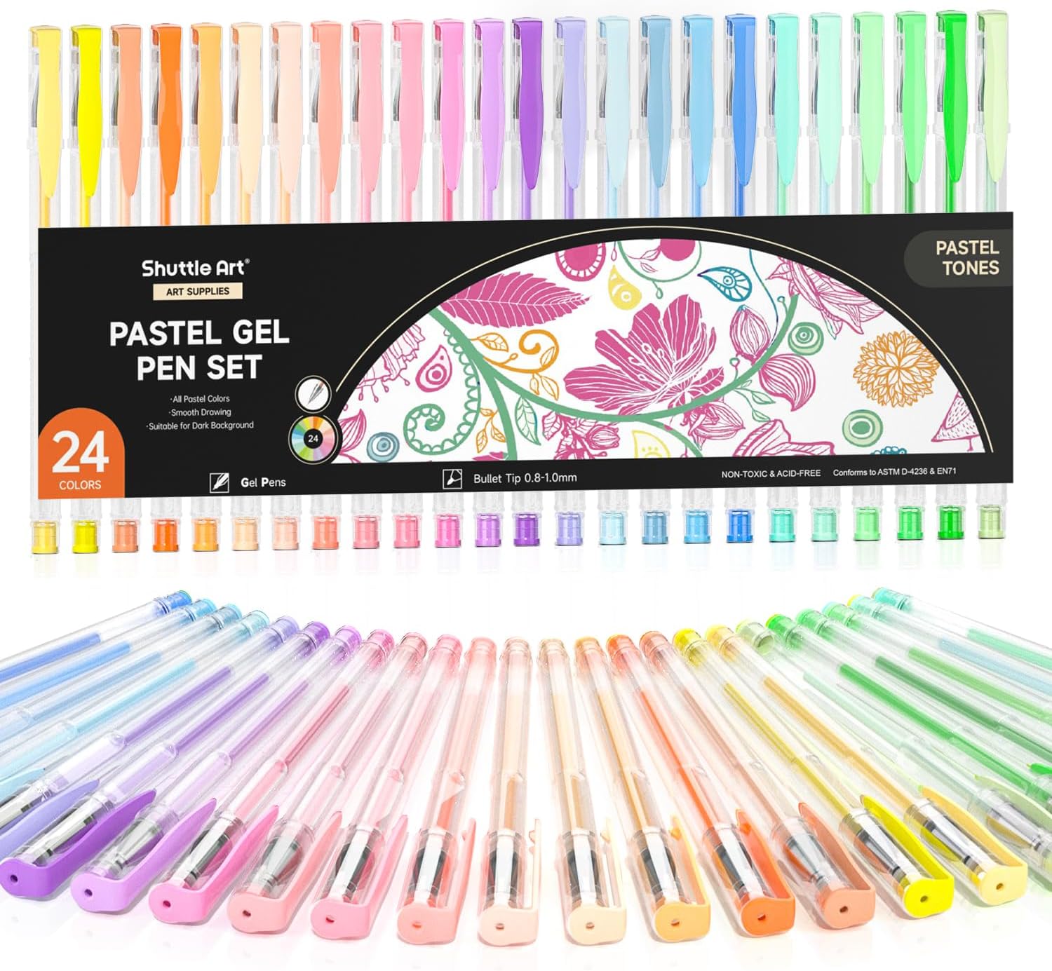 Shuttle Art Pastel Gel Pens, 24 Pastel Milky
