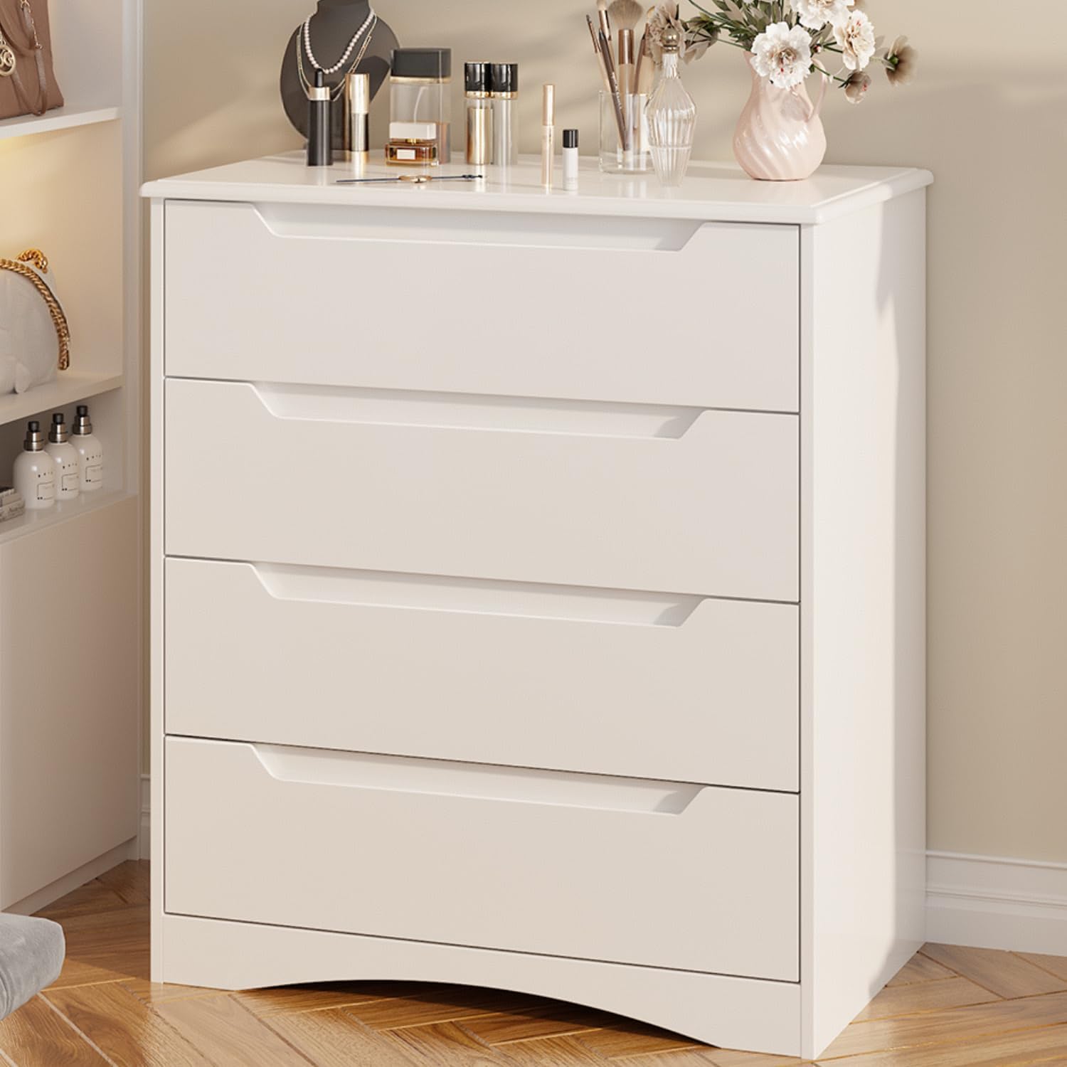 Gizoon 4 Drawer Dresser for Bedroom, Sturdy White