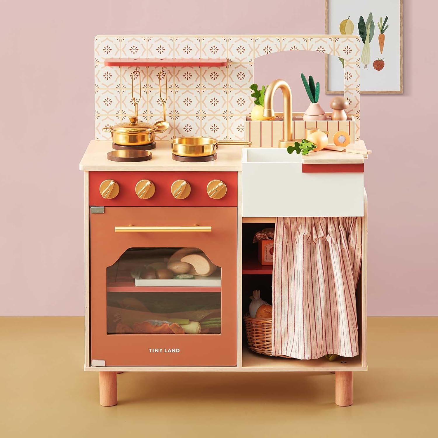 Tiny Land Play Kitchen for Toddlers, Wooden Kids