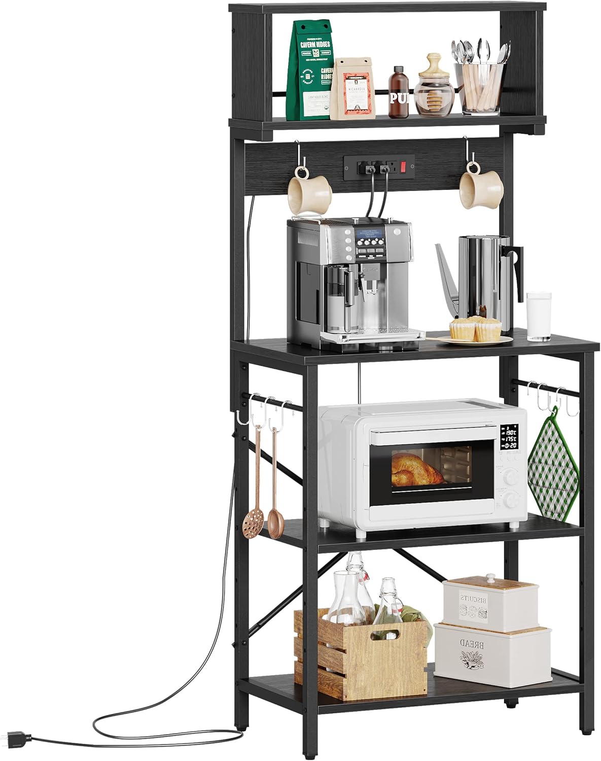 Bestier Bakers Rack with Power Outlet, Coffee Bar