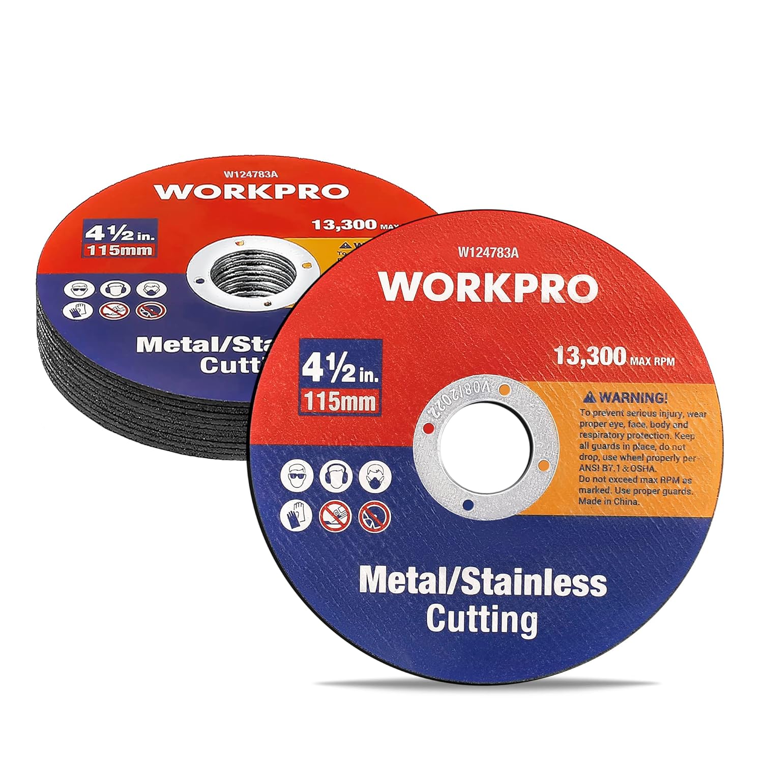 WORKPRO 10-Pack Cut-Off Wheels, 4-1/2 x 7/8 Inch