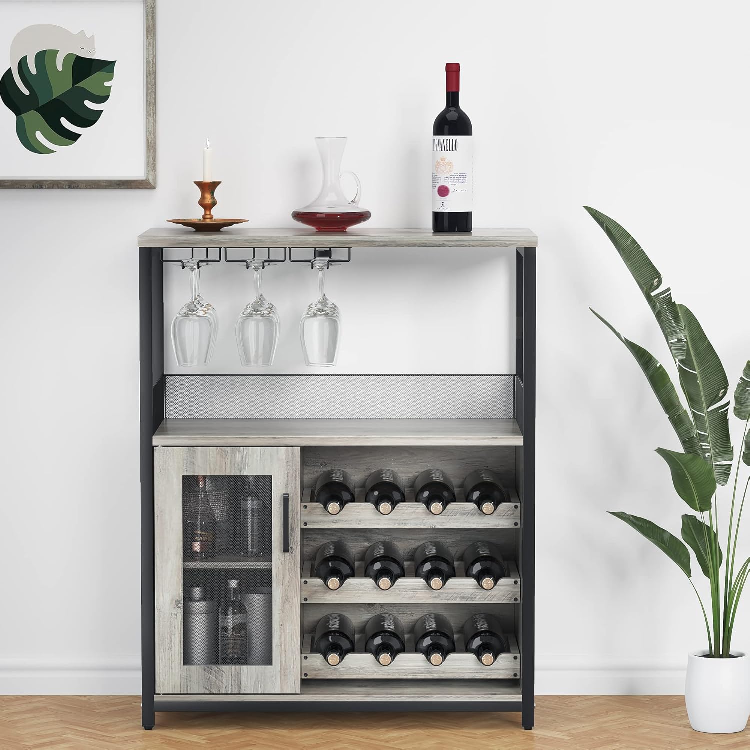 Amyove Wine Bar Rack Cabinet with Detachable Wine