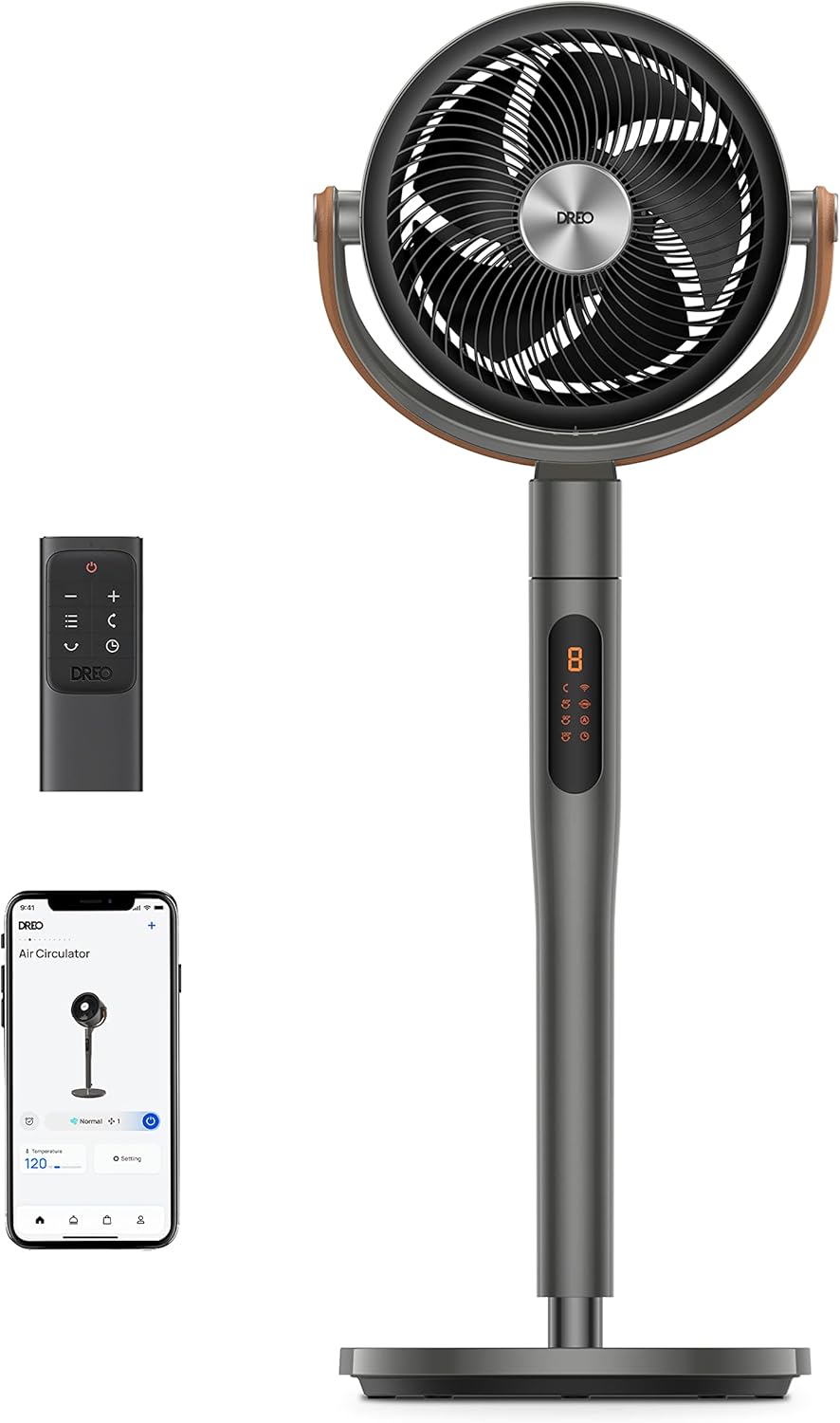DREO Smart Fan for Bedroom, 120+105 Omni-directional Oscillating