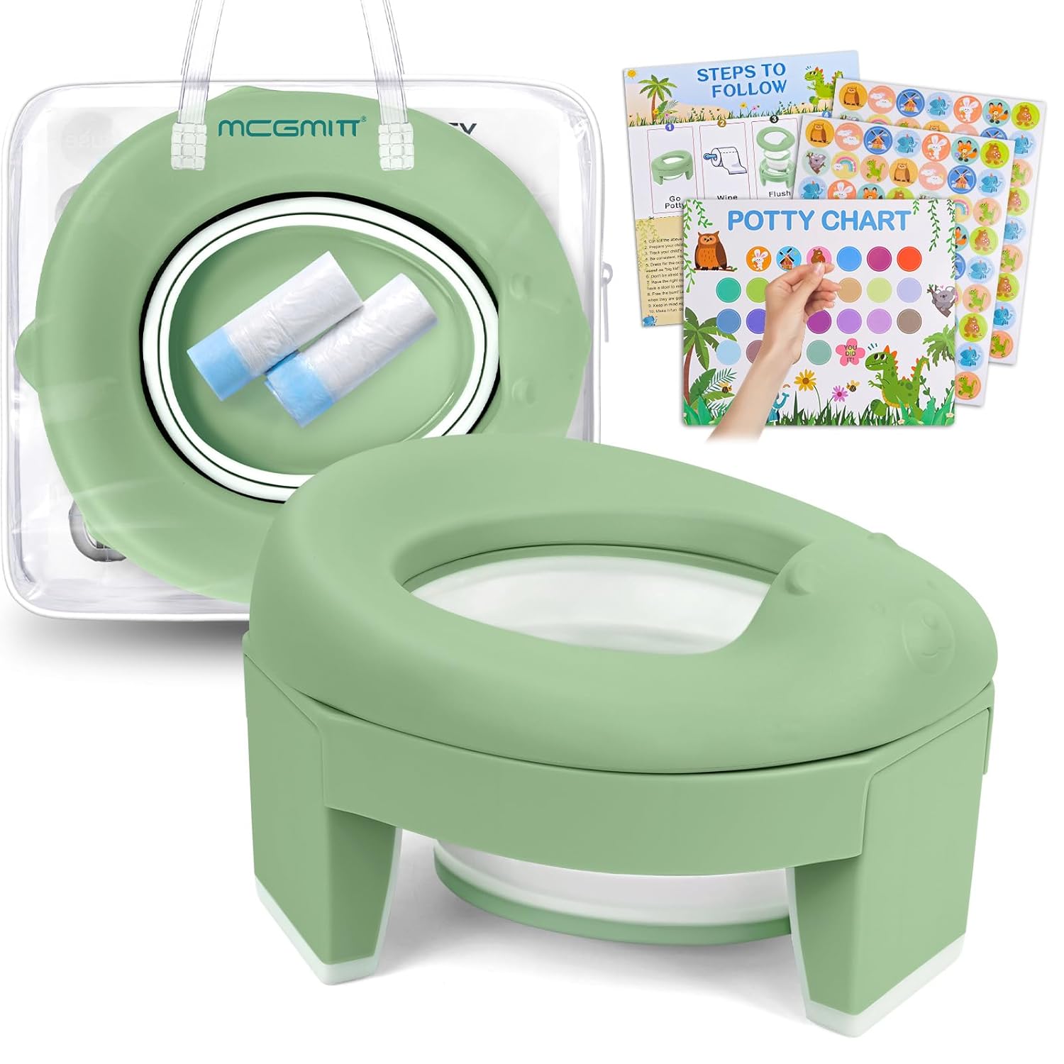MCGMITT Portable Potty for Kids Travel, Foldable Training