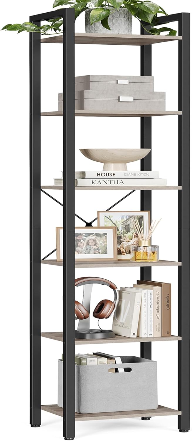 VASAGLE 6-Tier Bookshelf, Bookcase with Steel Frame, Book