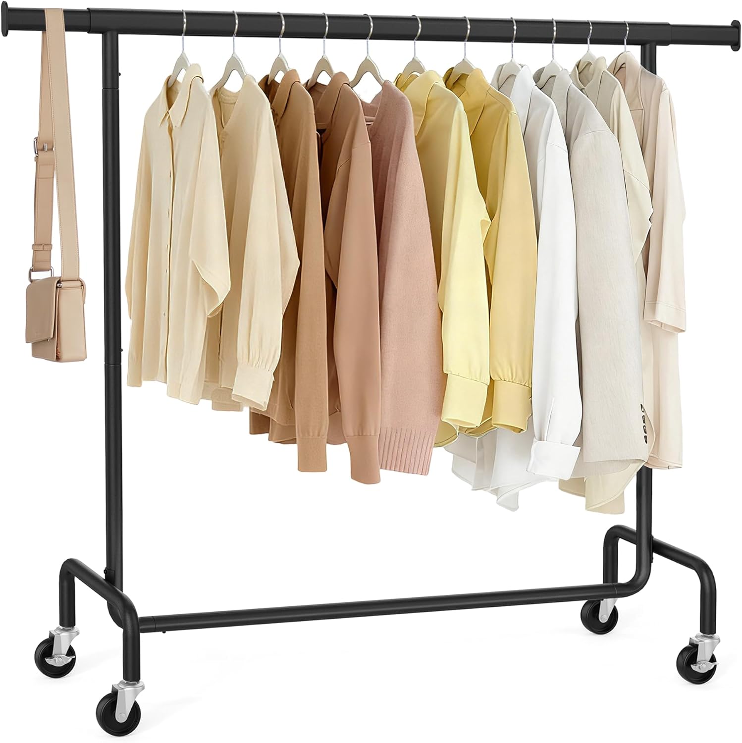 SONGMICS Clothes Rack with Wheels, Heavy-Duty Garment Rack