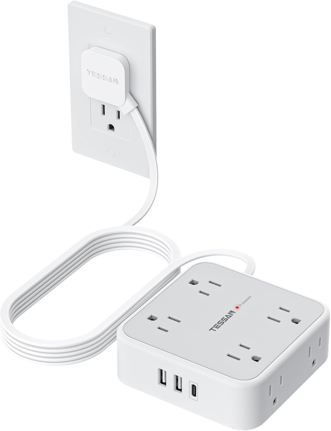 TESSAN 10 ft Surge Protector Power Strip, 8