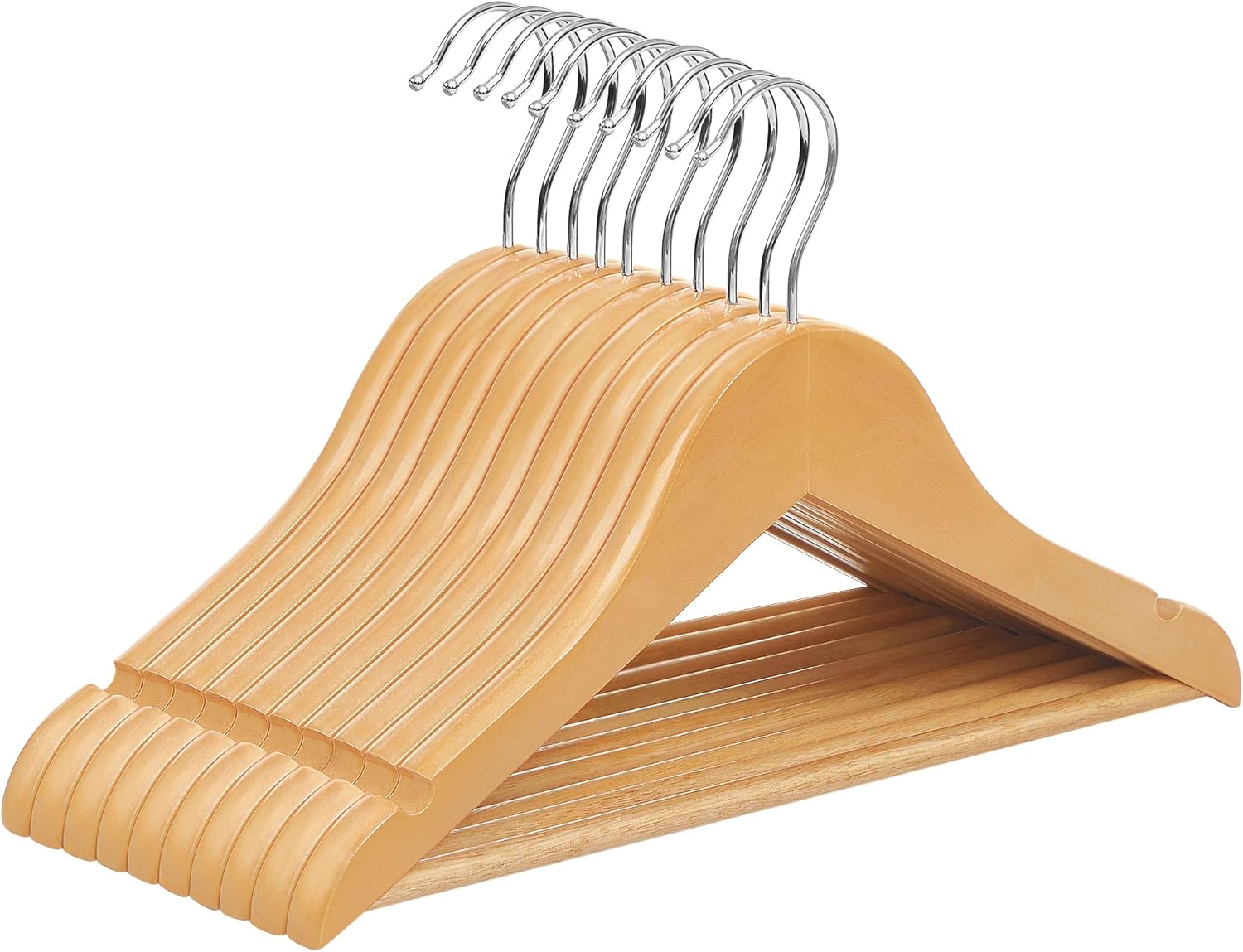 SONGMICS Kids Wooden Hangers 10 Pack, Solid Wood