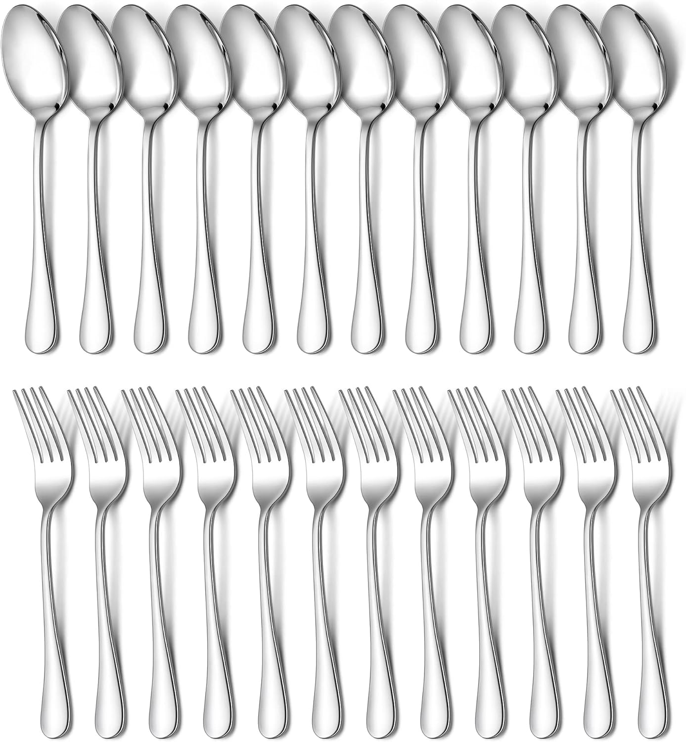 E-far 24-Piece Dinner Forks and Spoons, Stainless Steel