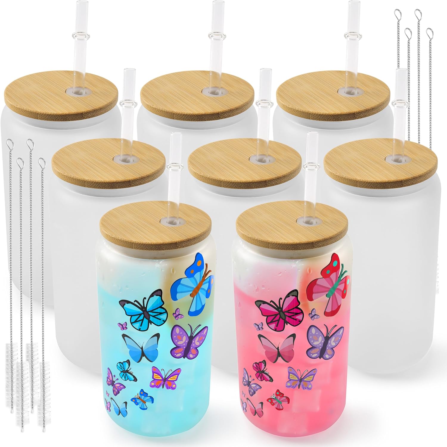 Joyclub 8 Pack Sublimation Blanks Glass Cups with
