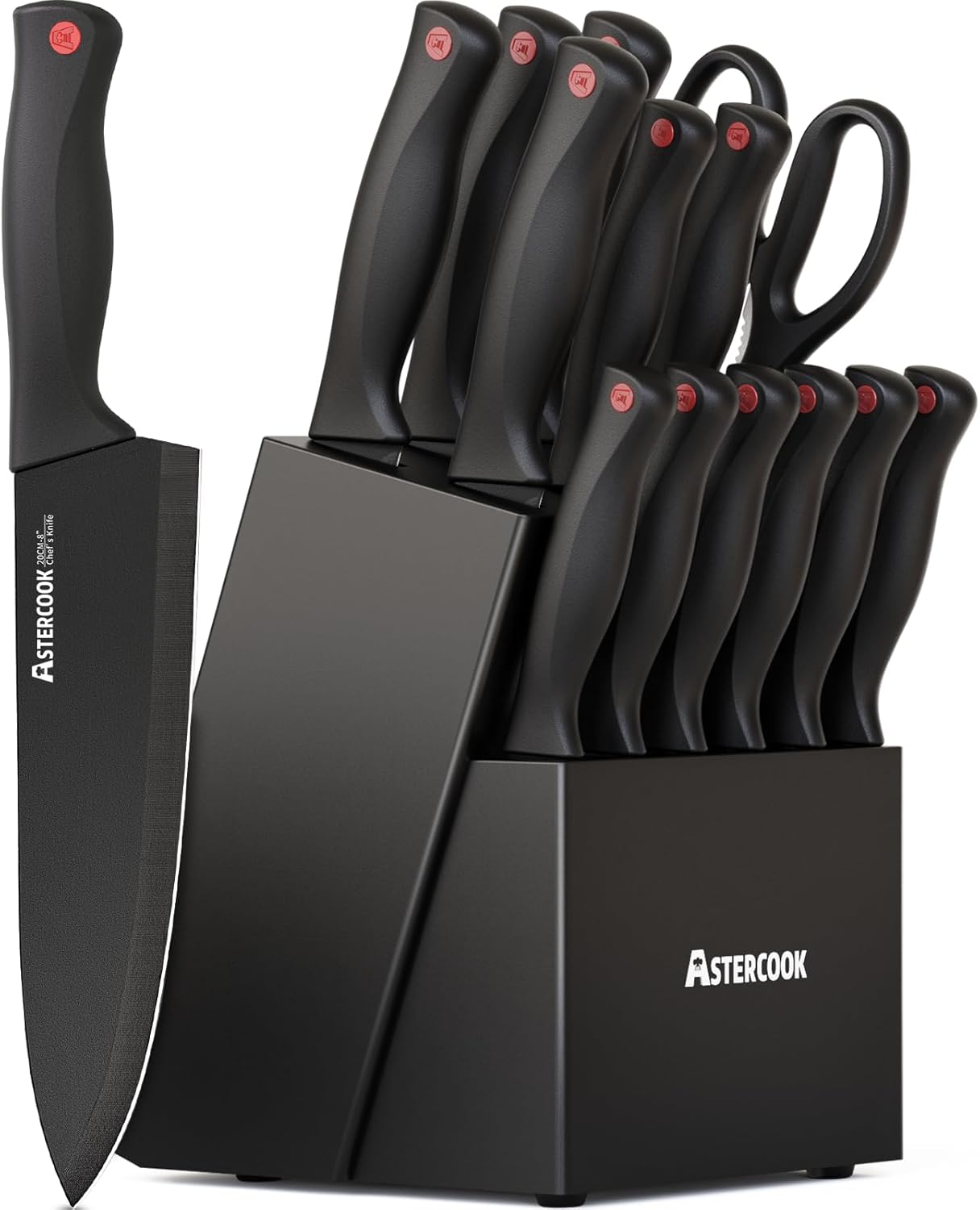Astercook 15 Pieces Knife Set for Kitchen with