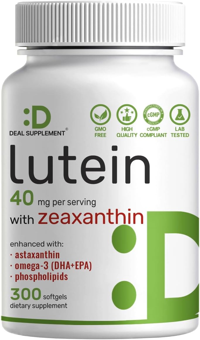 Lutein and Zeaxanthin Supplements, 40mg Per Serving, 300