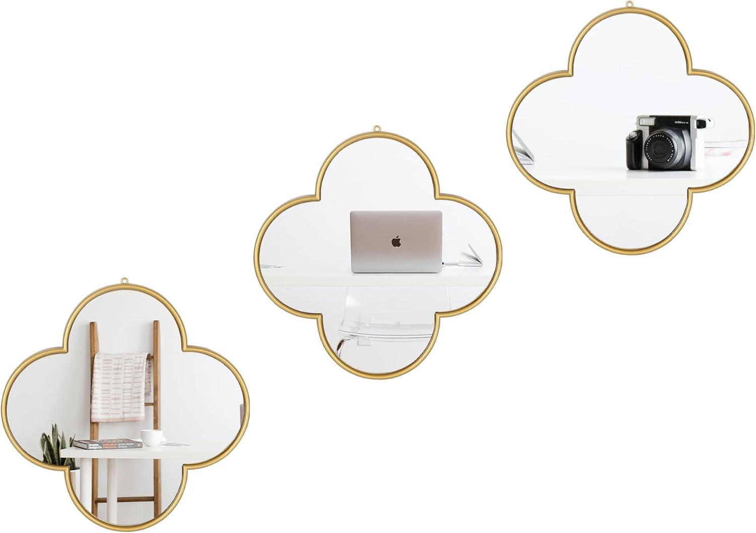 DECANIT Decorative Wall Mirrors Set of 3, Gold