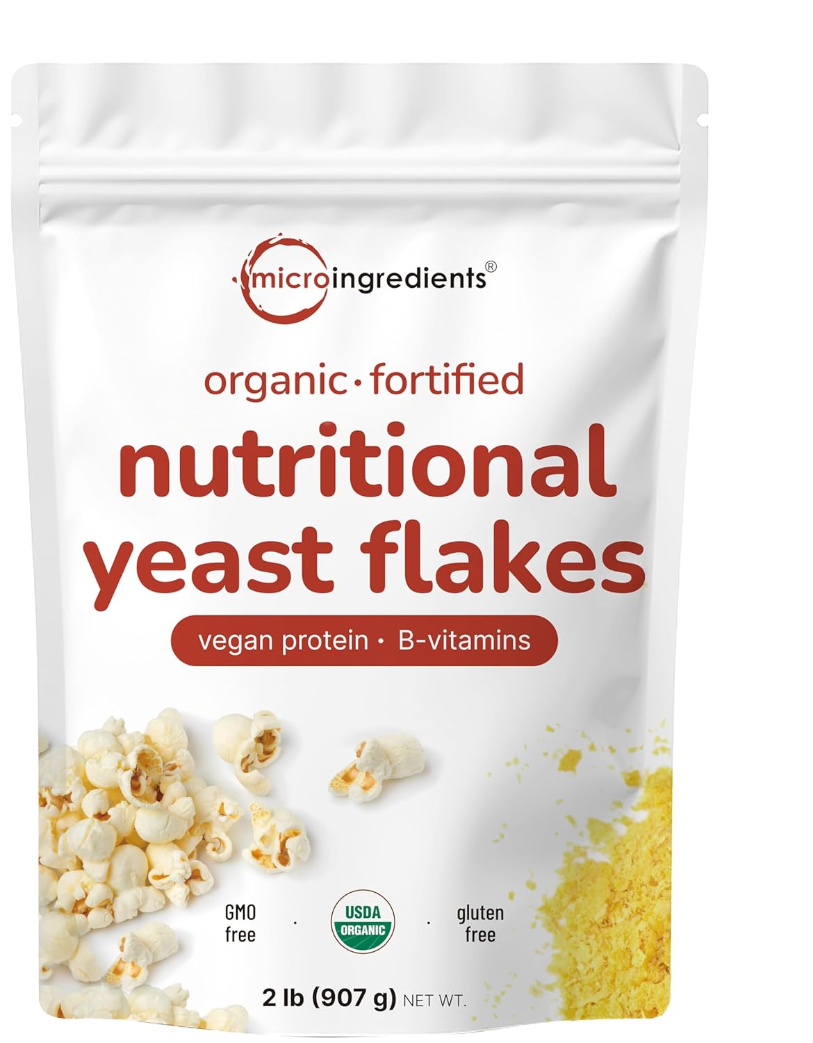 Micro Ingredients Organic Fortified Nutritional Yeast Flakes, 2lb