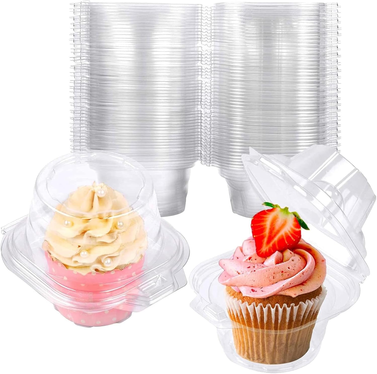 NPLUX 25 Pack Individual Cupcake Containers, Plastic Cupcake
