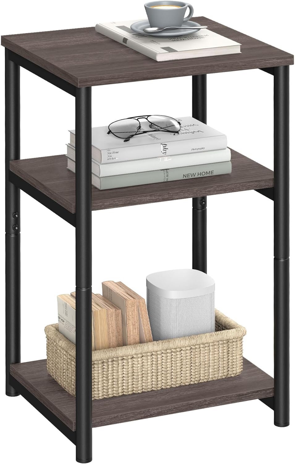 VASAGLE BARNET Side Table, Slim Steel-Frame Tall End