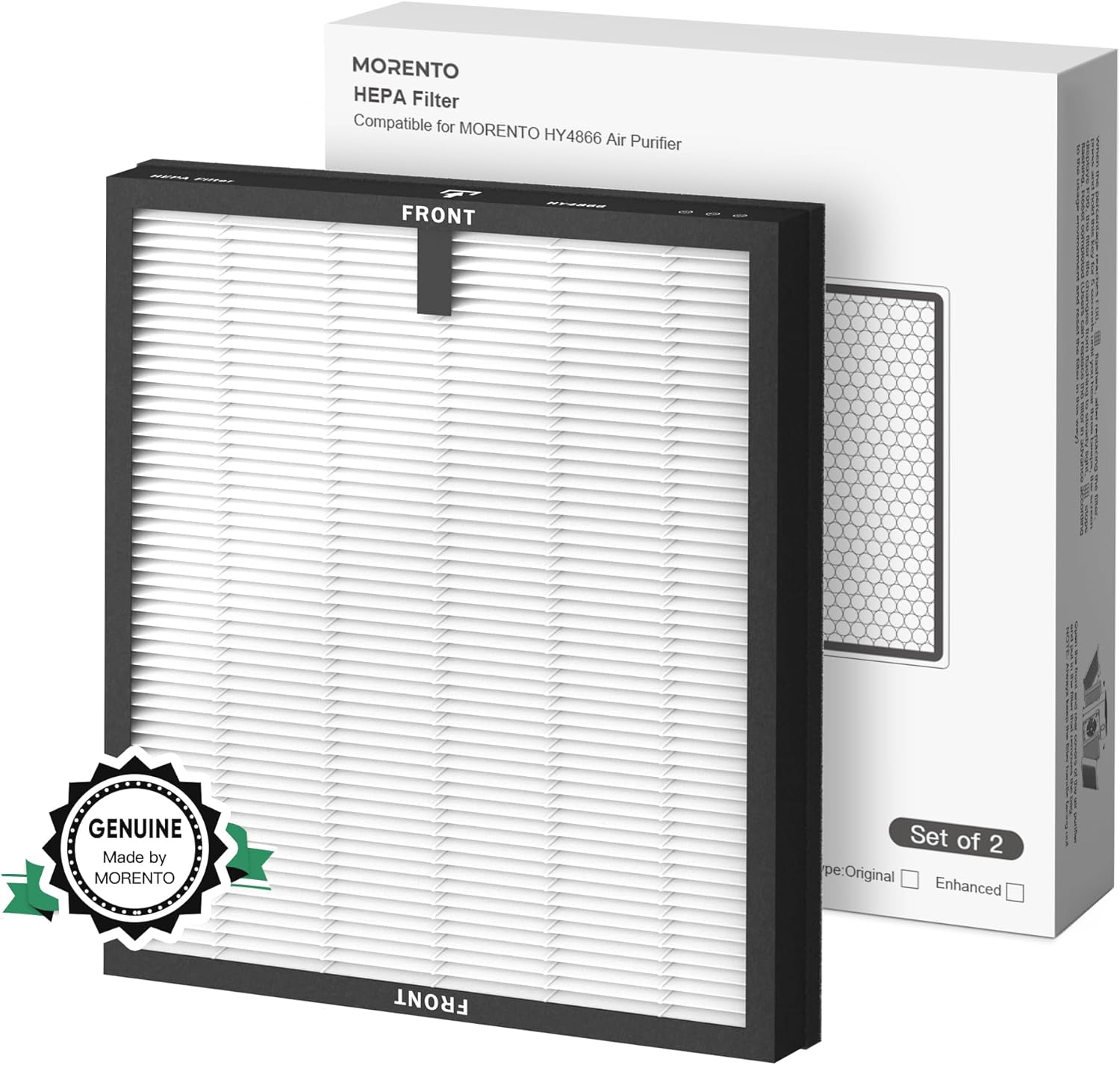 MORENTO 2 Pack HY4866 Genuine Air Purifier Replacement