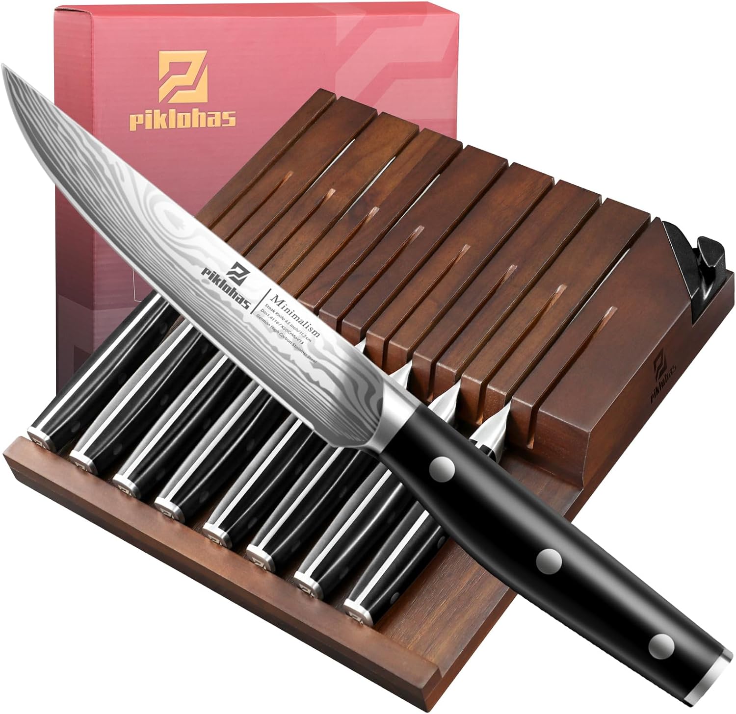 Piklohas Steak Knives Set of 8 with Drawer