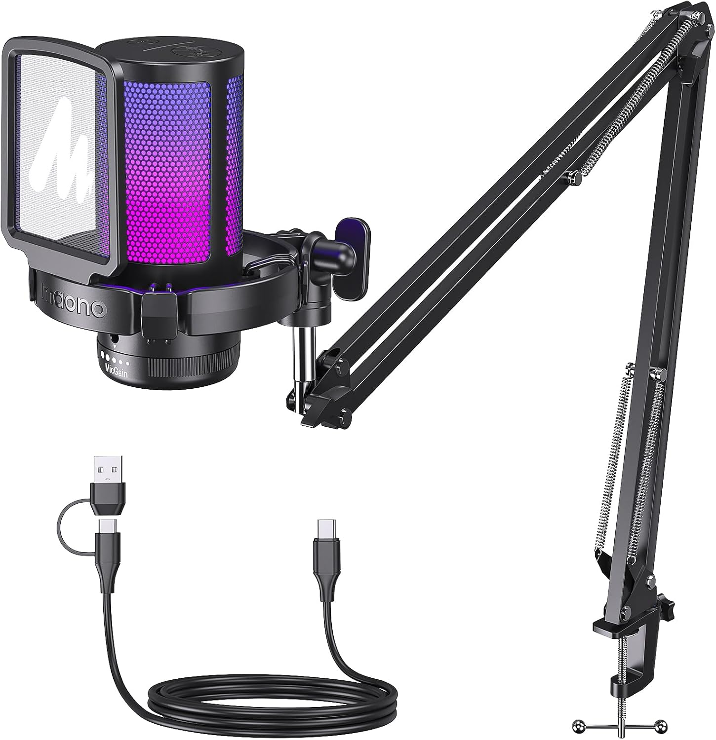 MAONO USB Gaming Microphone, Noise Cancellation Condenser Mic