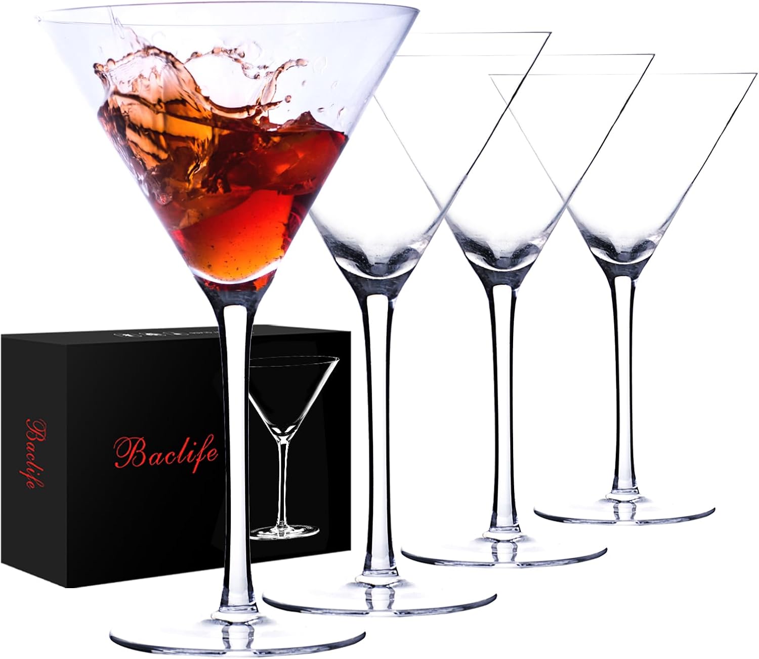 Handblown Crystal Martini Glasses Set of 4-9.5 oz
