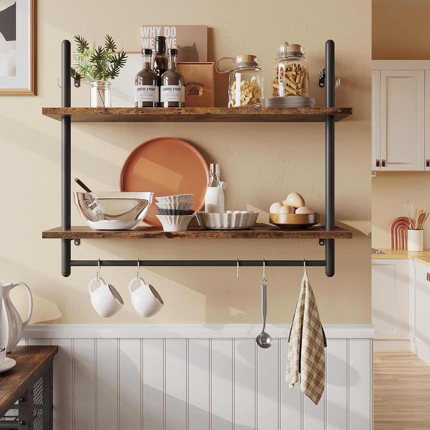 Bestier Pipe Shelf Industrial Floating Shelving 31-Inch Kitchen