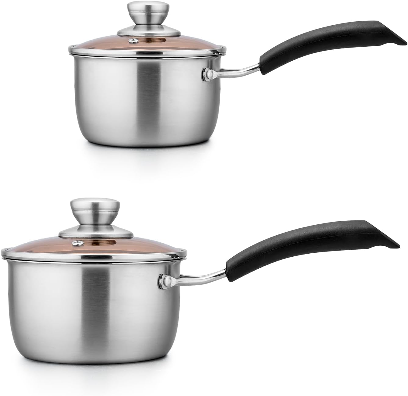 TeamFar 1qt & 2qt Saucepan with Lid, Stainless
