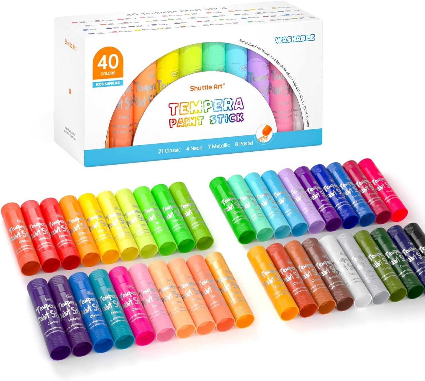 Tempera Paint Sticks, 40 Colors Solid Tempera Paint