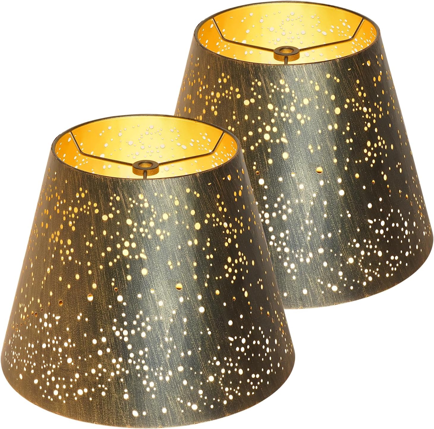Etched Starlight Metal Lamp Shades Set of 2,