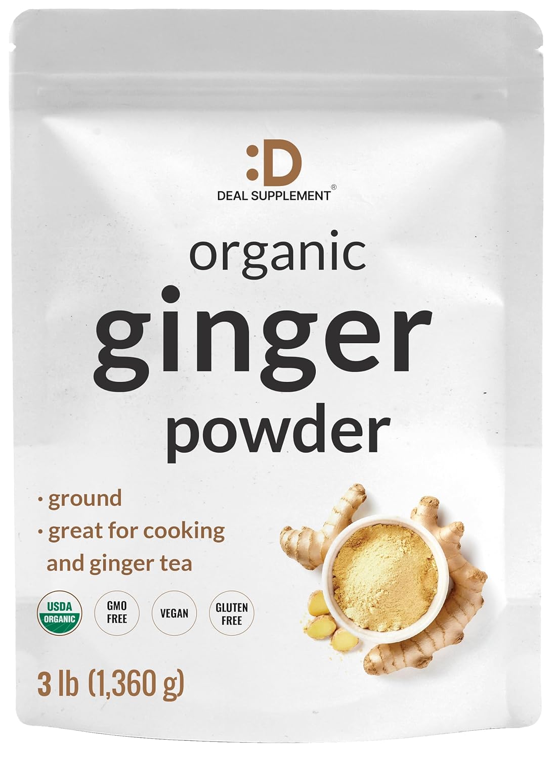 DEAL SUPPLEMENT Organic Fresh Ginger Powder, 3lbs –