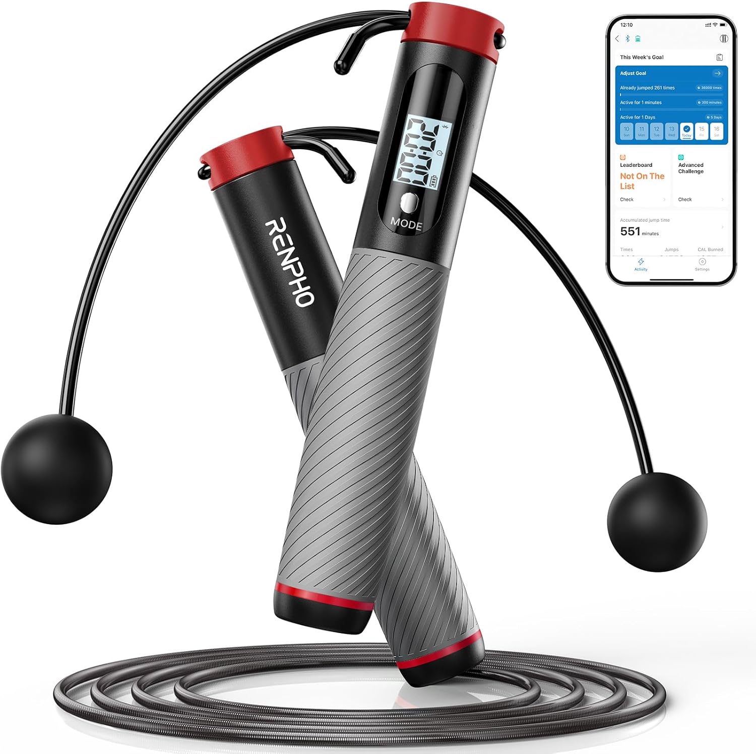 RENPHO Cordless Jump Rope, Weighted Smart Skipping Rope
