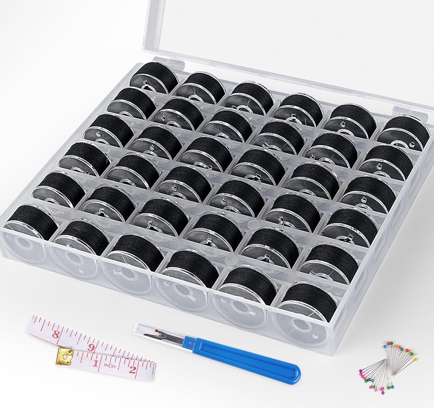 ilauke 36 Pcs Black Bobbin Thread, Size A