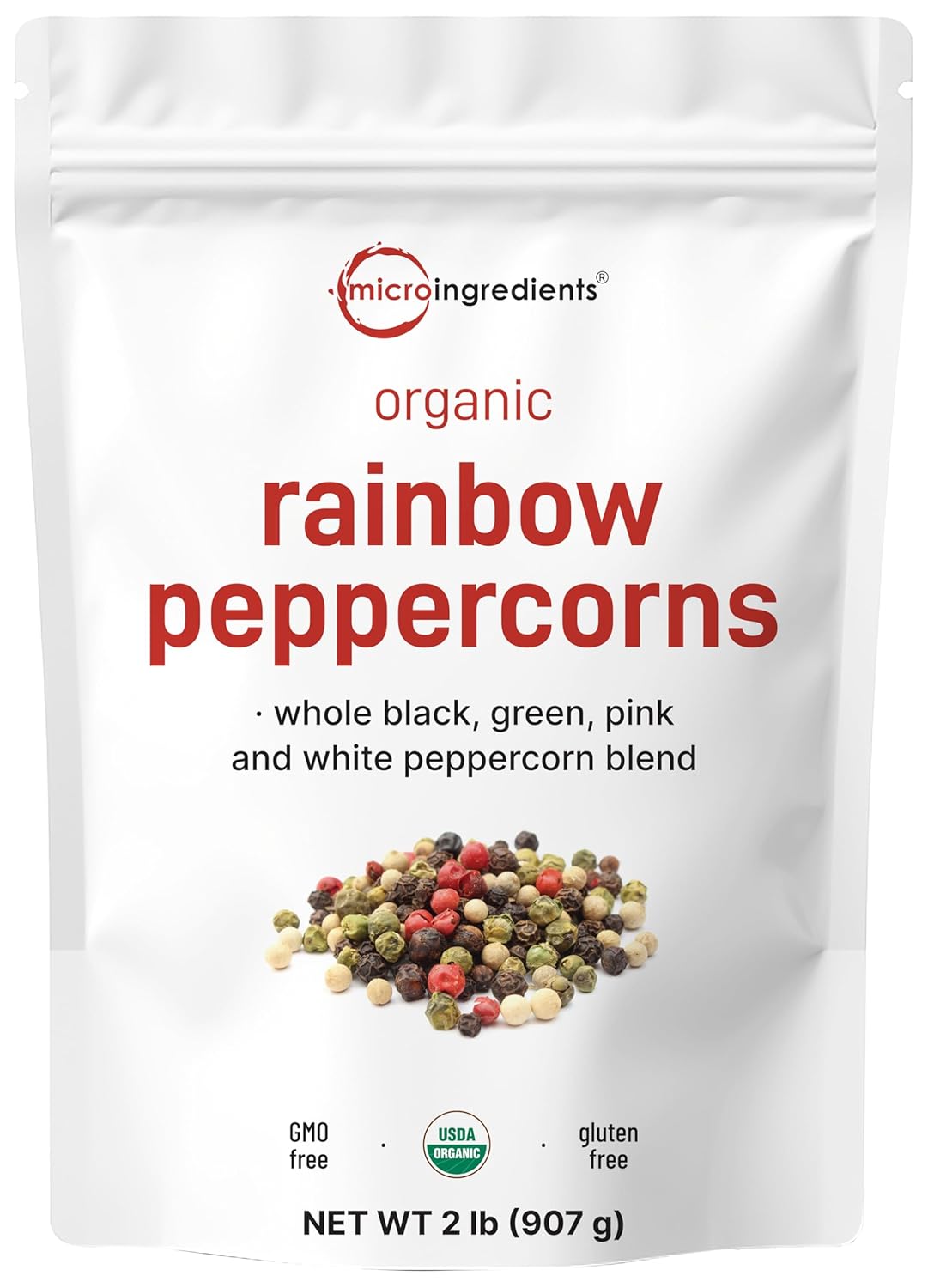 Micro Ingredients Organic Whole Rainbow Peppercorns, 2lbs |