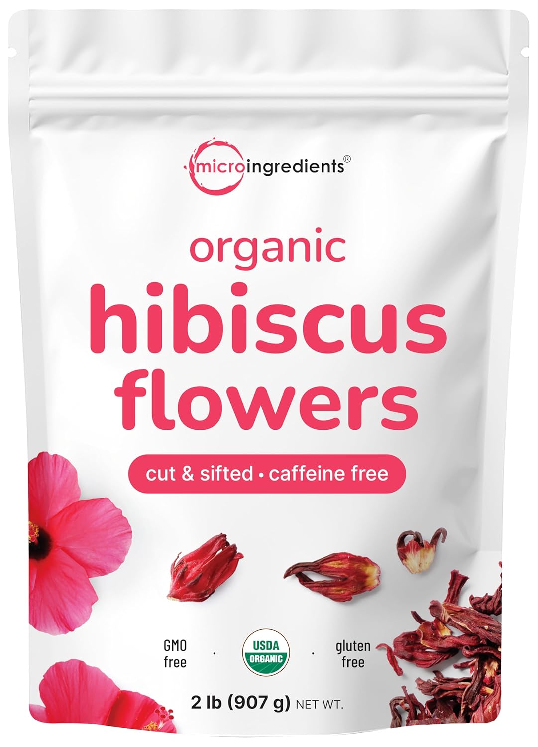 Organic Hibiscus Flowers, 2lbs (450+ cups) | Flor