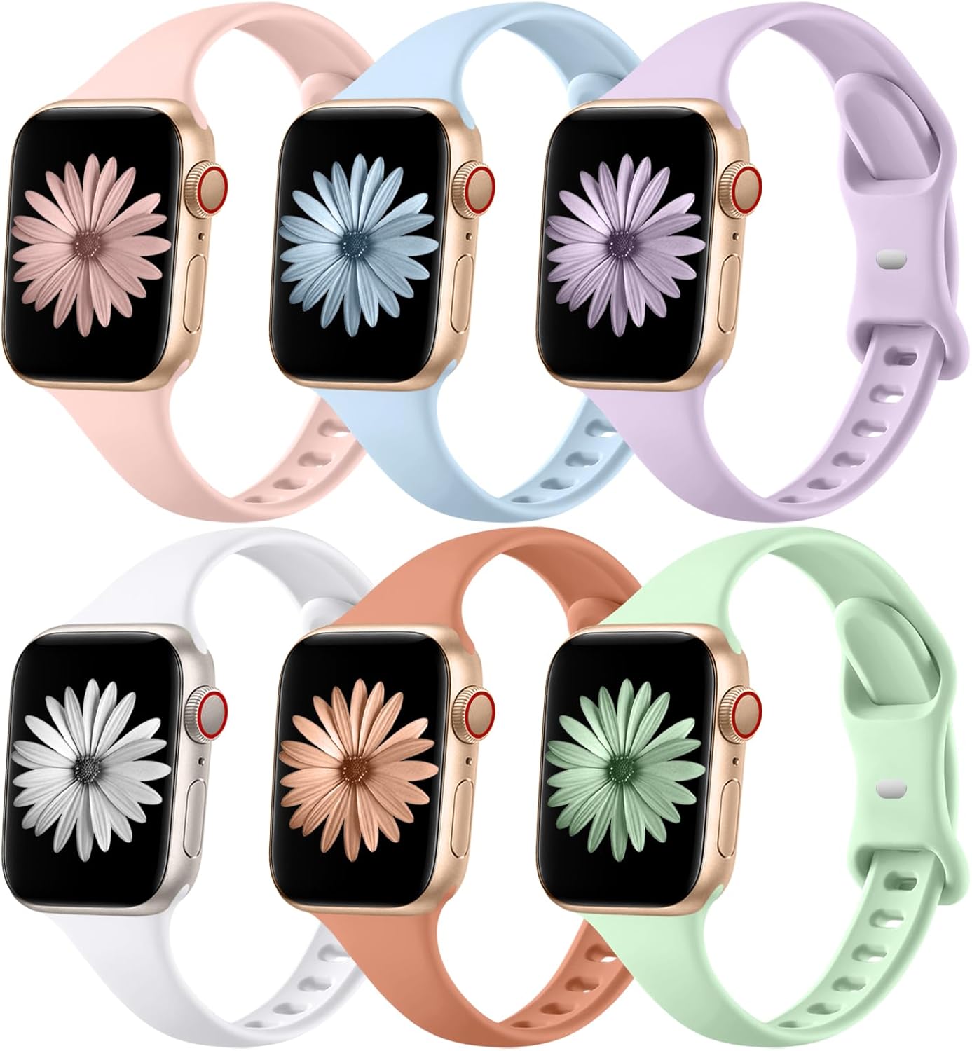Lerobo 6 Pack Silicone Slim Bands Compatible for