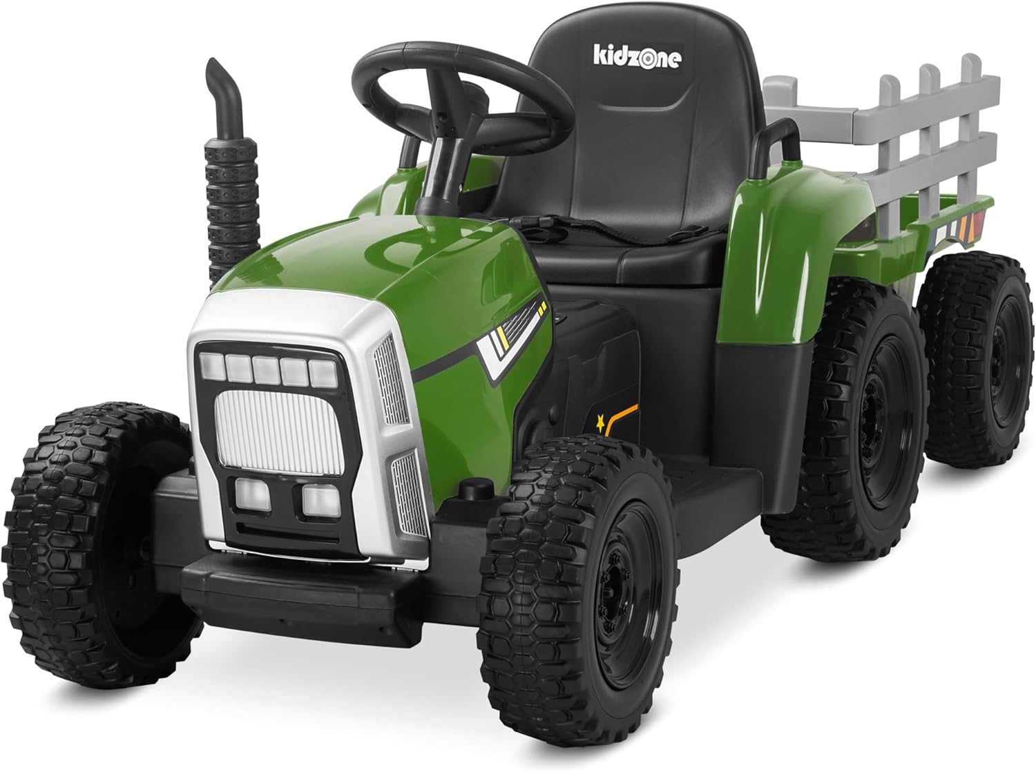 Kidzone 12V Electric Ride-On Tractor with Trailer, EVA