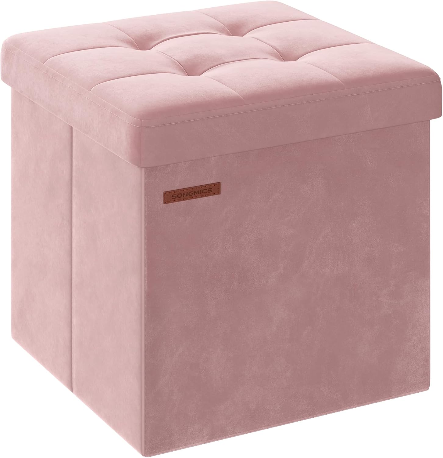 SONGMICS Small Storage Ottoman, Folding Ottoman Cube, 15