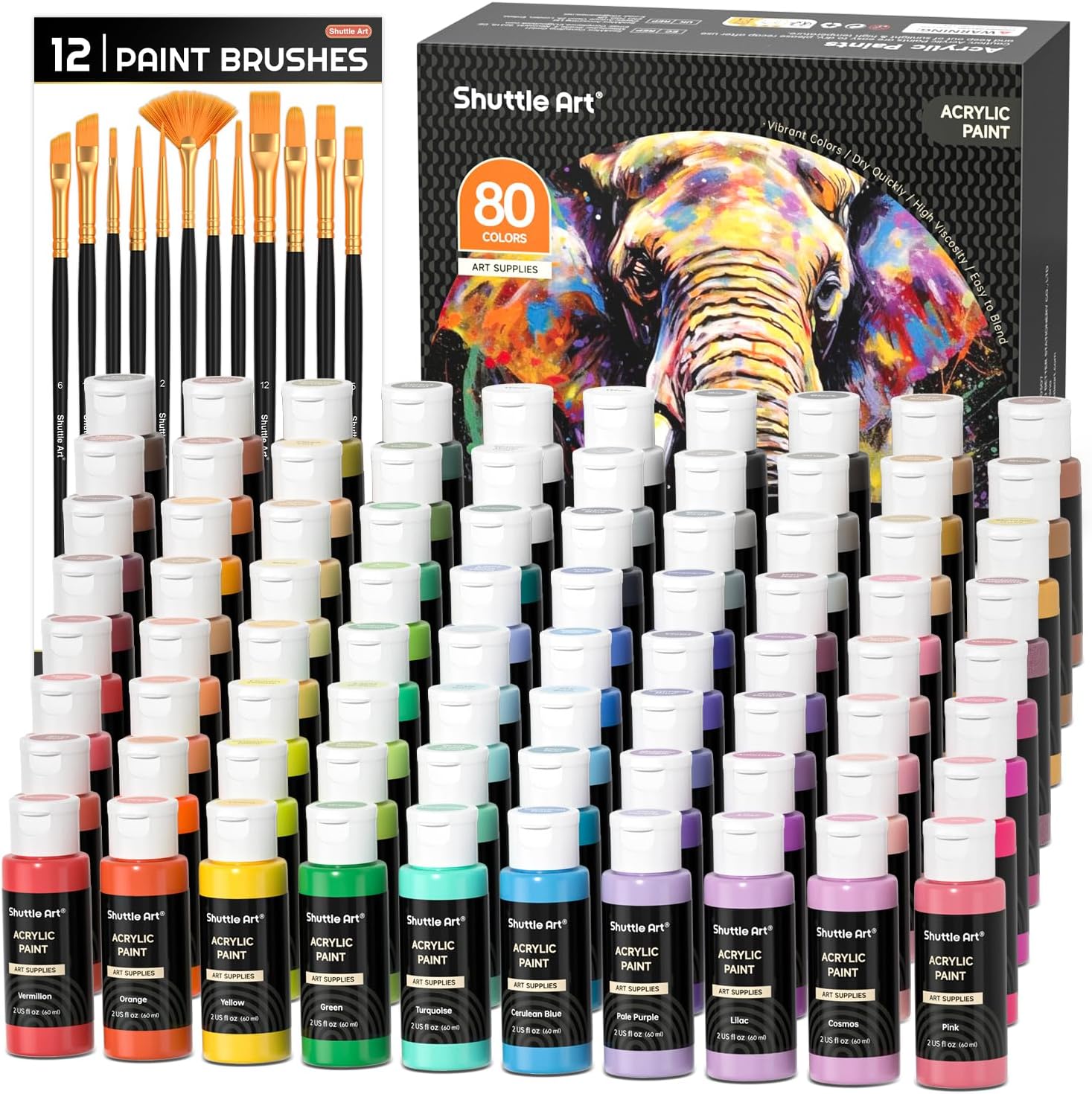 Shuttle Art 80 Colors Acrylic Paint Set with