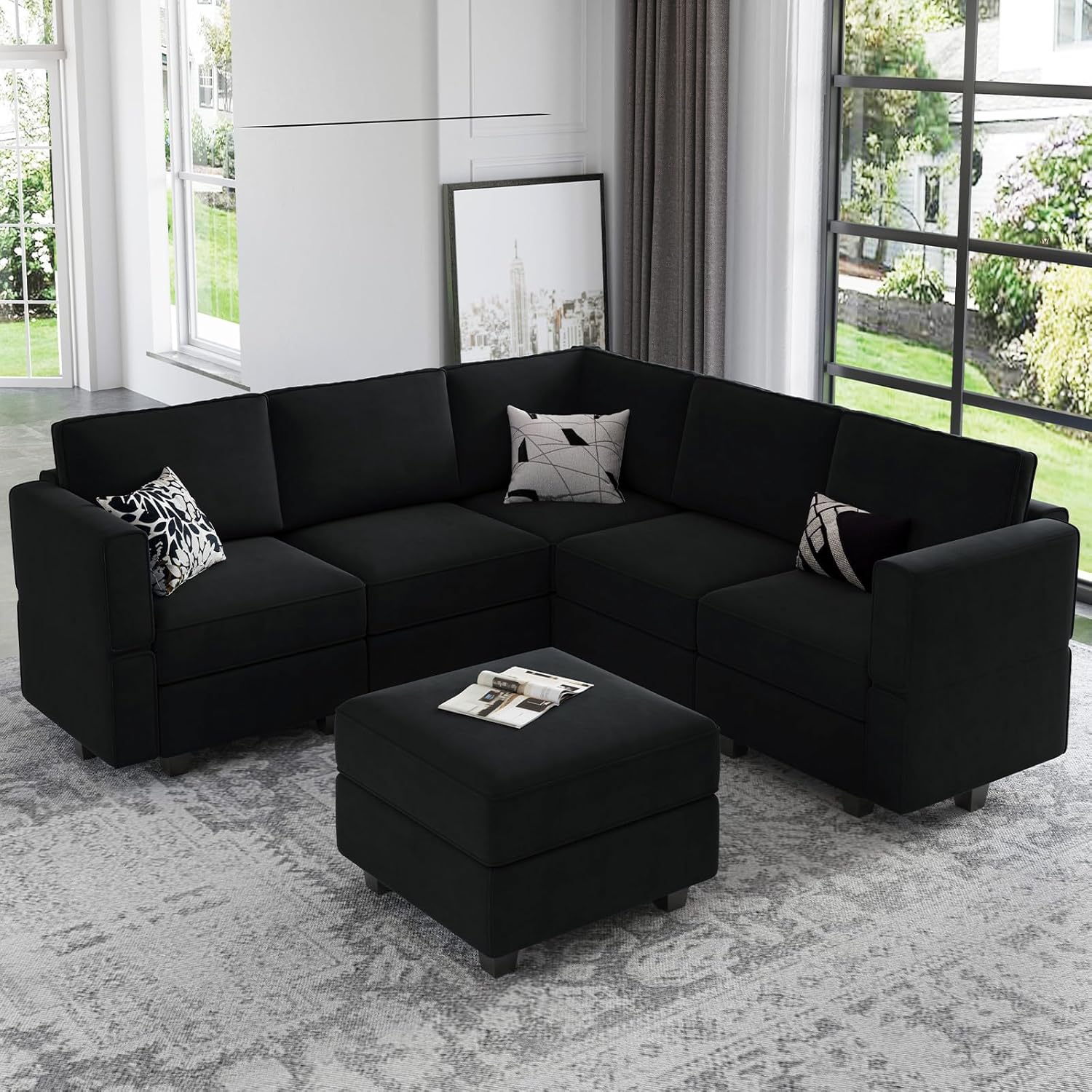Belffin Modular Sectional Sofa with Storage Seats Velvet