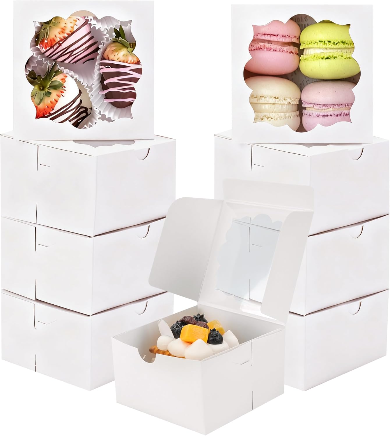50pcs Cookie Boxes with Window, Bakery Boxes Small
