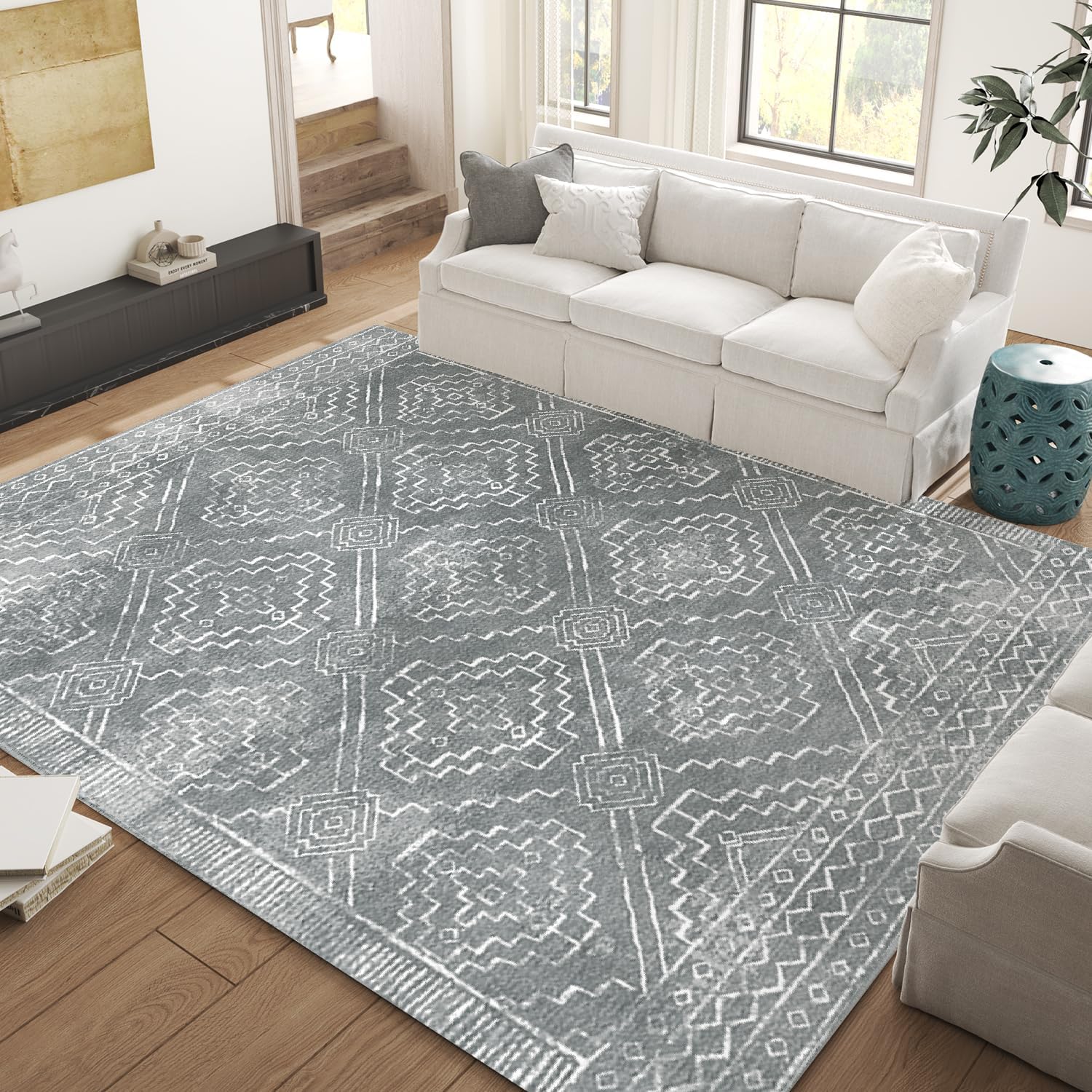 jinchan Moroccan 8x10 Area Rug for Living Room